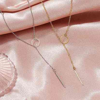 2 шт. 2 цвета 304 комплекты ожерелий из нержавеющей стали и латуни с цепочкой-лариатом, регулируемые прямоугольные подвески для женщин