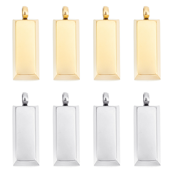 8 шт. 2 цвета 304 подвески из нержавеющей стали, кубоид