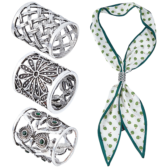 3Pcs 3 Styles Alloy Scarf Clips, Column