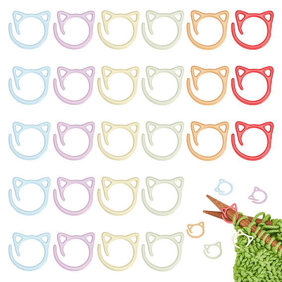 48шт 6 цвета железный вязальный инструмент, держатель маркеров стежка вязания крючком, голова кошки 