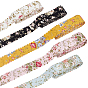 25 mètres 5 couleurs ruban en polyester imprimé de fleurs, ruban à double bord ondulé pour emballage cadeau