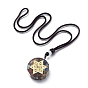 Orgonite Chakra Necklaces, Pendant Necklaces, with Natural Gemstone Chip, Nylon Thread, Brass Findings, Flat Round