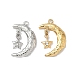 304 подвески из нержавеющей стали, Луна и звезды, со стразами, ионное покрытие (ip)
