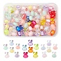 120Pcs 3 Style Easter Themed Transparent Acrylic Beads, Bead in Bead, Rabbit Head