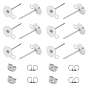 304 Stainless Steel Stud Earring Findings, with Loop and Ear Nuts, Flat Round