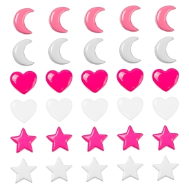 6Pcs 6 Style Spray Painted Brass Beads & Charms for Jewelry Making Findings, Heart & Star & Moon