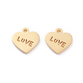 Valentine's Day 304 Stainless Steel Charms, Laser Cut, Heart with Word Love