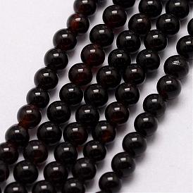 Natural Dyed & Heated Black Agate Bead Strands, Round,