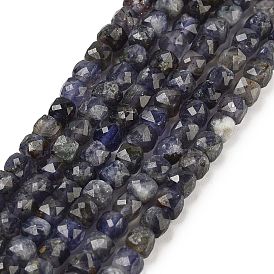 Natural Iolite Beads Strands, Faceted, Cube