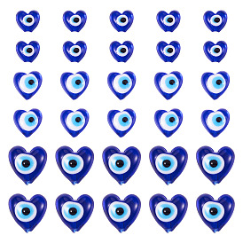 60 бусины лэмпворк ручной работы, сердце с сглаза