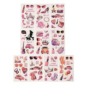 10 Sheet 10 Styles Party Theme Paper & PET Adhesive Waterproof Stickers Set, for DIY Photo Album Tumbler Diary Scrapbook Decorative