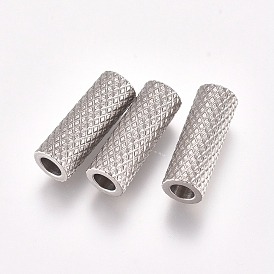 304 Stainless Steel Beads, Textured, Tube Beads