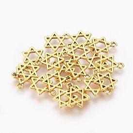 Tibetan Style Alloy Charms, Cadmium Free & Nickel Free & Lead Free, for Jewish, Star of David, 14.5x10.5x1.5mm, Hole: 1.5mm, about 2150pcs/1000g