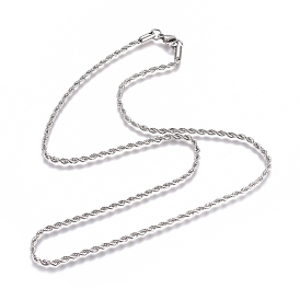 Collares de cadena de cuerda de acero inoxidable unisex 304, con broches de langosta