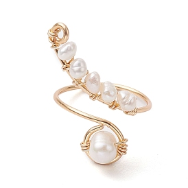 Brass with Natural Cultured Freshwater Pearl Beads Ring