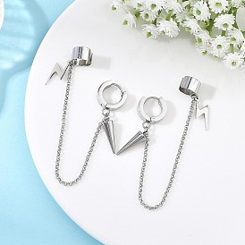304 Серьги-каффы и серьги-кольца из нержавеющей стали с кисточками, цепочка для уха без проколов