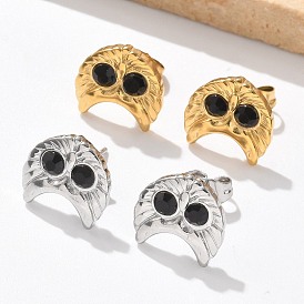304 из нержавеющей стали серьги, со стразами, ионное покрытие (ip), сова