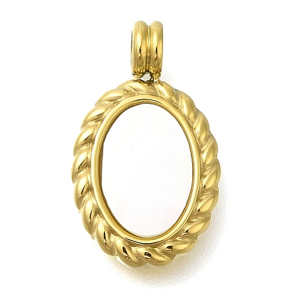 Ионное покрытие (ip) 304 подвески из натуральной ракушки из нержавеющей стали, овальные амулеты