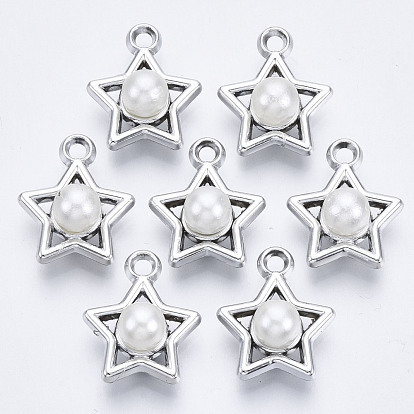 ABS Plastic Imitation Pearl Pendants, with UV Plating Acrylic Findings, Star