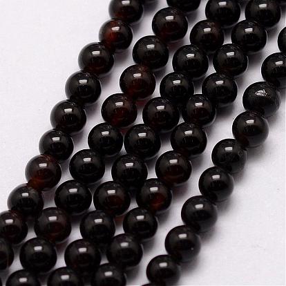 Natural Dyed & Heated Black Agate Bead Strands, Round,