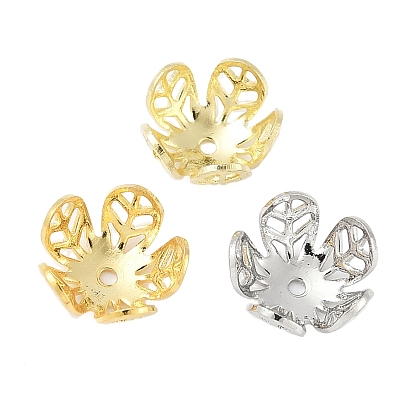 Шапочки и конусы для бусин, латунные, 5-лепестков цветка