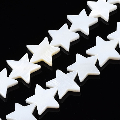Natural Freshwater Shell Beads Strands, Pentagram
