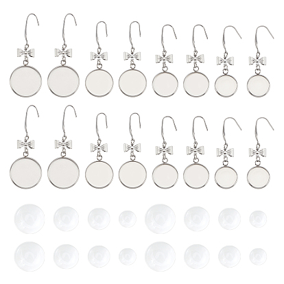 Kit de fabricación de aretes de bricolaje, incluyendo cabujones de vidrio transparente, 316 ganchos quirúrgicos para pendientes de acero inoxidable