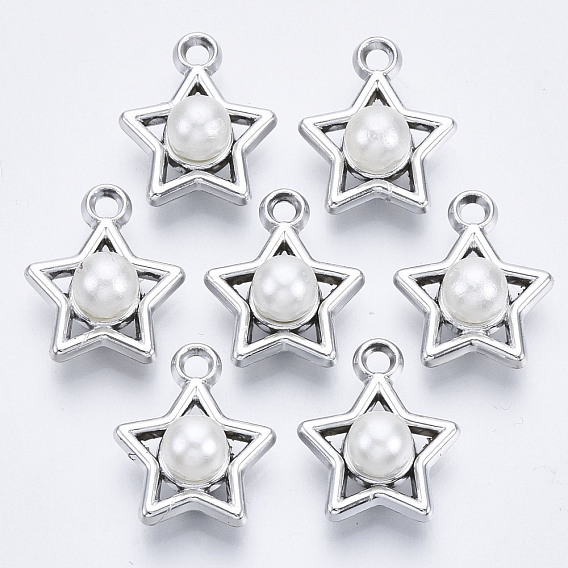 ABS Plastic Imitation Pearl Pendants, with UV Plating Acrylic Findings, Star