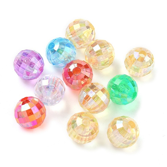 Прозрачные акриловые бусины, круглые, граненые