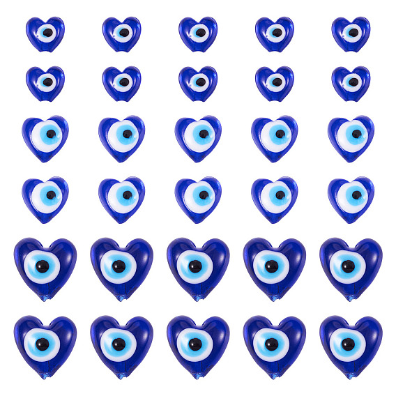 60 бусины лэмпворк ручной работы, сердце с сглаза