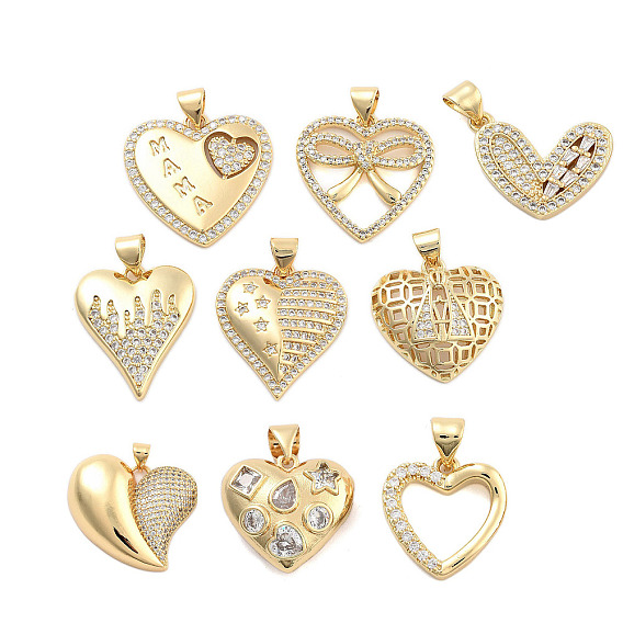 Подвески из латуни с прозрачным фианитом, без кадмия и без свинца, золотые