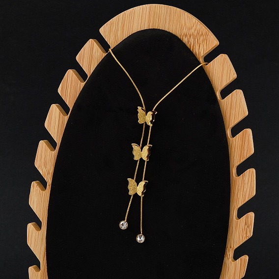 Вакуумное покрытие pvd 304 ожерелья с подвеской в виде бабочки из нержавеющей стали, ожерелья с кисточками из горного хрусталя для женщин