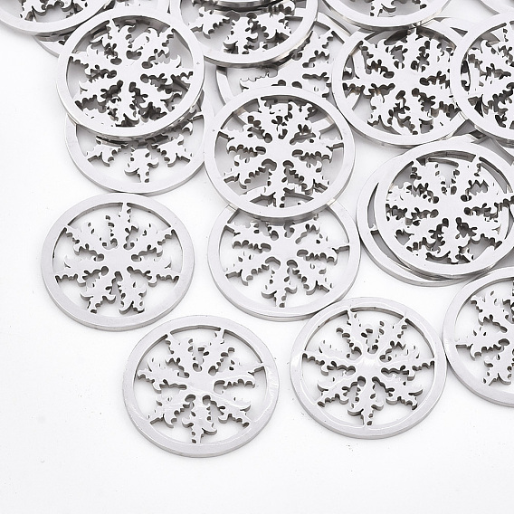 201 из нержавеющей стали филигранные столяры ссылки, лазерная резка, плоские круглые со снежинкой