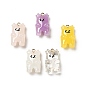 Cartoon Resin Pendants, Bear Charm, with Golden Tone Alloy Loops