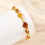 Natural Amber Beads & Brass Figaro Chains Link Bracelets for Women