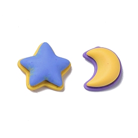 Opaque Resin Cabochons, for DIY Decoration, Star & Moon