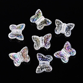 Прозрачные пластиковые бусины, бабочка, с покрытием AB цвета