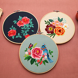 Embroidery diy handmade Lu embroidery flower and bird series cartoon fabric simple three-dimensional ribbon embroidery material package