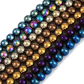 Electroplated Synthetic Magnetic Hematite Beads Strands, Grade AAA, Round