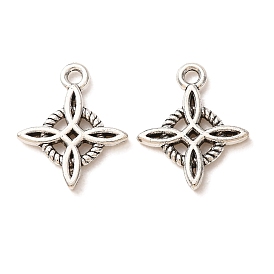Tibetan Style Alloy Pendants, Rhombus Knot Charms