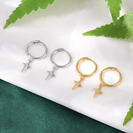 Звезда 925 серьги-кольца из стерлингового серебра с микропаве из прозрачных кубических цирконий для женщин