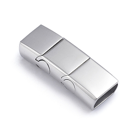 Retro 304 Stainless Steel Magnetic Clasps with Glue-in Ends, Rectangle