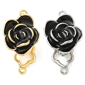 Brass with Black Enamel Fold Over Clasps, Flower