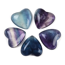 Natural Colorful Fluorite Cabochons, Heart