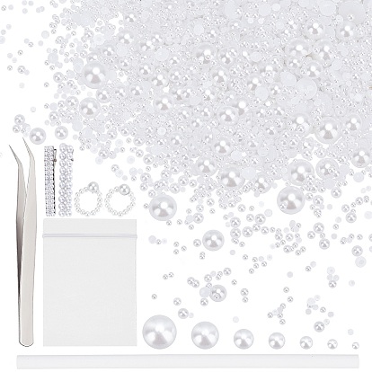 ABS Plastic Imitation Pearl Cabochons, 304 Stainless Steel Beading Tweezers, Rhinestone Picker Dotting Pencil