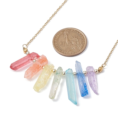 Окрашенные красочные ожерелья с подвесками-пулями из натурального кварца, с 304 кабельными цепочками из нержавеющей стали