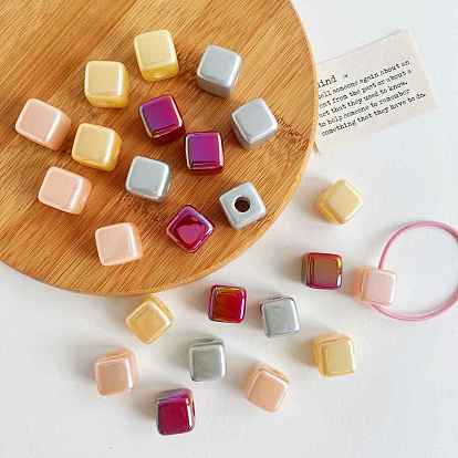 Непрозрачный акрил европейского бисера, бусины с большим отверстием, кубические