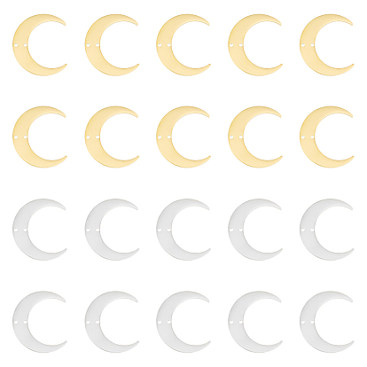 20 шт. 2 цвета 201 нержавеющая сталь 2-образные соединительные подвески, лазерная резка, ссылки полумесяца