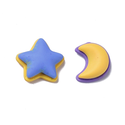 Opaque Resin Cabochons, for DIY Decoration, Star & Moon