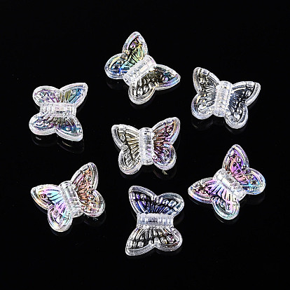 Прозрачные пластиковые бусины, бабочка, с покрытием AB цвета